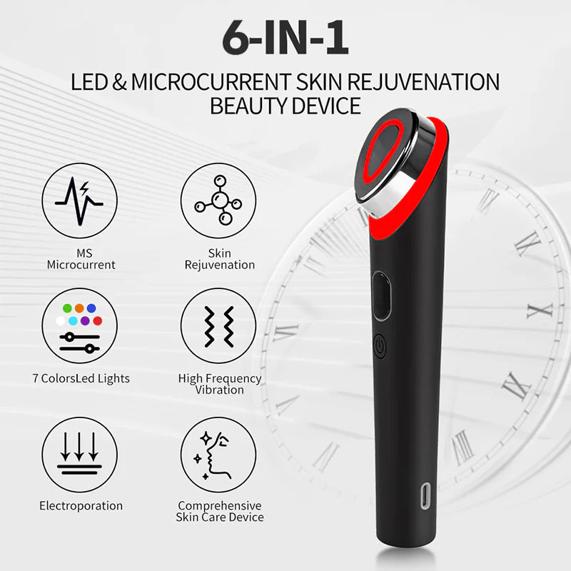 7 Color LED Light Vibration Eye & Face Massager – Red & Blue Light Therapy