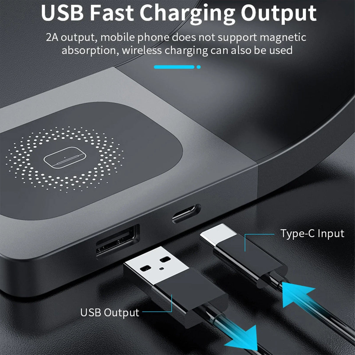 4 in 1 Magnetic Wireless Charger Stand Dock, Fast Charging Station for iPhone 15/14/13/12, Apple Watch & AirPods, Metal Shell Design (Grey & White)